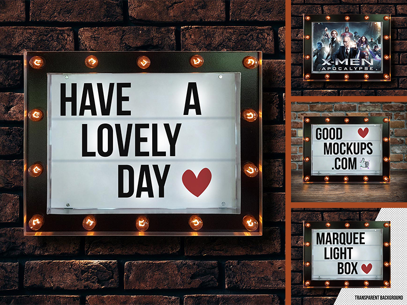 Download Free Marquee Cinema Light Box Typography / Poster Mockup PSD by Zee Que | Designbolts on Dribbble