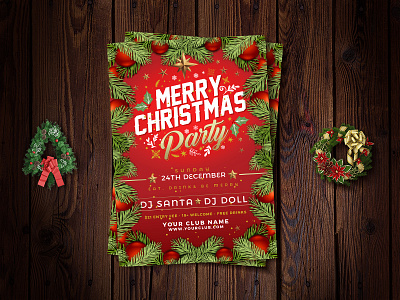 Free Vector Christmas Party Flyer Design Template In Ai Format christmas christmas flyer christmas party flyer flier flyer design flyer template