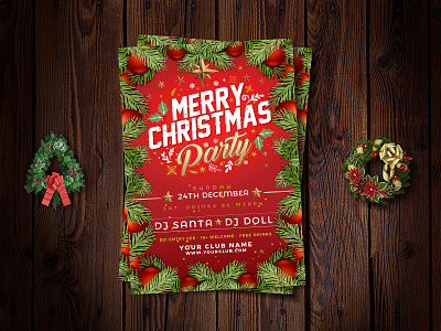 Free Vector Christmas Party Flyer Design Template In Ai Format
