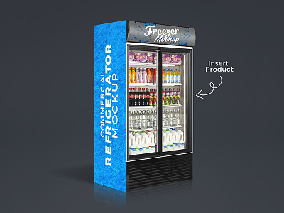 Free Commercial Refrigerator Freezer Mockup PSD