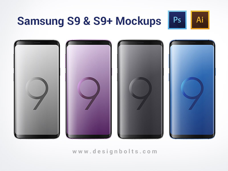 Free Samsung Galaxy S9 & S9+ Mockups (Ai & PSD) by Zee Que