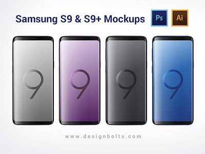 Free Samsung Galaxy S9 & S9+ Mockups (Ai & PSD) ai mobile mockup psd s9 mockup samsung galaxy s9 samsung galaxy s9 mockup