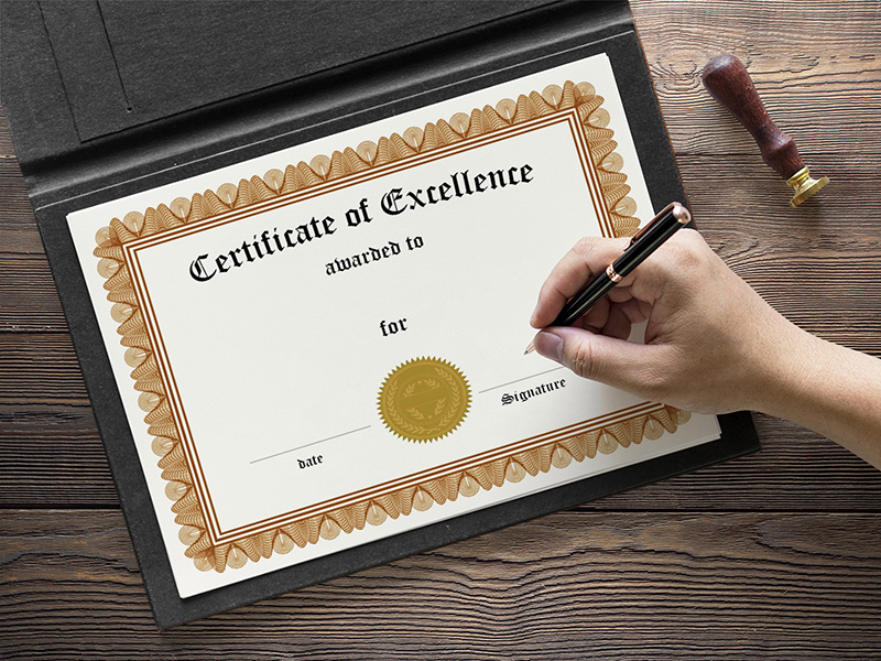 Free A4 Size Achievement Certificate Mockup PSD by Zee Que