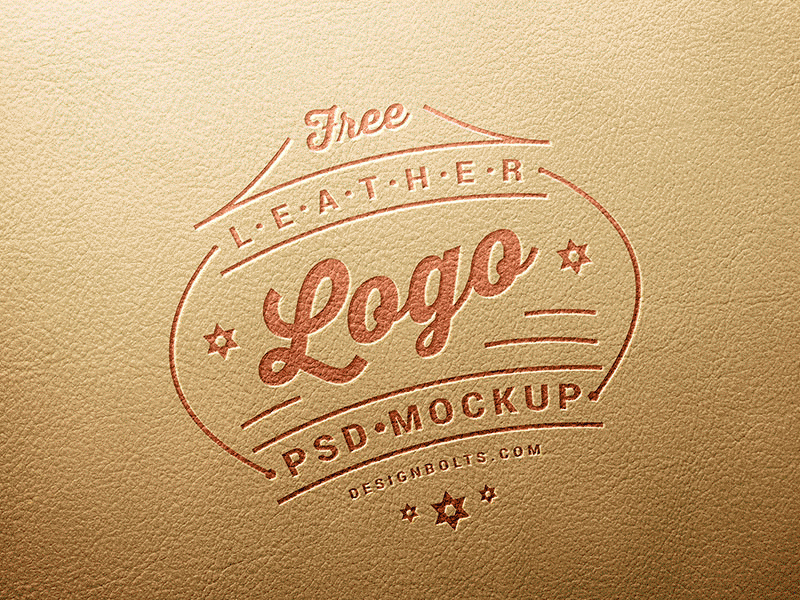 Free Leather Stamping Logo Mockup PSD embossed engraved free mockup freebie leather logo mockup logo logo mockup mockup stamp logo