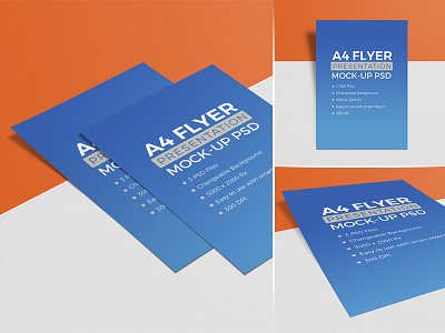 3 High Quality Free A4 Flyer Mockup PSD Set