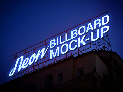 Free Electric Neon Sign Billboard Mockup Psd