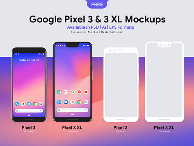 Download Free Google Pixel 3 Pixel 3 Xl Mockup Psd Ai Eps By Zee Que Designbolts On Dribbble