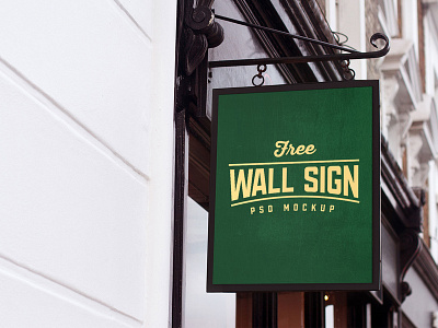 Free Wall Mounted Shop Sign Mockup PSD free download free mockup free psd freebie mock up mockup mockup psd outdoor mockup psd mockup sign mockup signage mockup