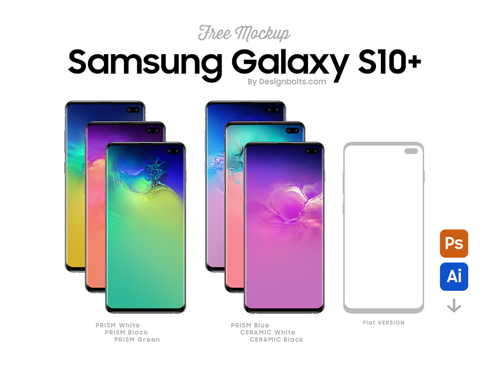 Free Samsung Galaxy S10+ (Plus) Mockup PSD & Ai by Zee Que