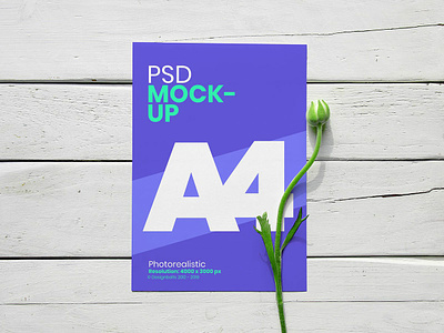 Free A4 Flyer With Flower Mockup PSD a4 mockup a4 paper mockup flyer mockup free mockup leaflet mockup mockup mockup psd psd mockup
