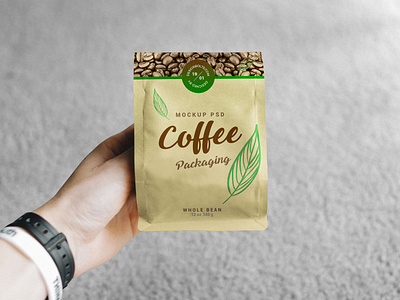Download Free Hand Holding Coffee Packaging Mockup Psd By Zee Que Designbolts On Dribbble