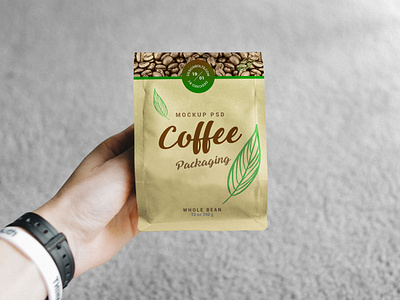 Free Hand Holding Coffee Packaging Mockup PSD coffee bag mockup coffee mockup free download free mockup free psd freebie mock up mockup mockup psd packaging mockup psd psd mockup