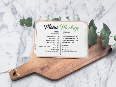 Free Landscape Restaurant Menu Card Mockup PSD