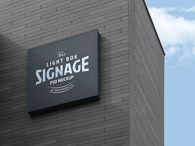 Free Wall Mounted Logo Signage Board on Building Mockup PSD free mockup free psd freebie logo mockup mock up mockup mockup psd psd psd mockup sign mockup signage signage mockup