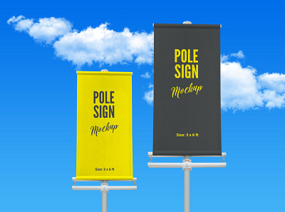 Free Outdoor Advertising Modern Pole Banner Mockup PSD banner mockup free download free mockup free psd freebie mock up mockup mockup psd pole banner mockup psd psd mockup