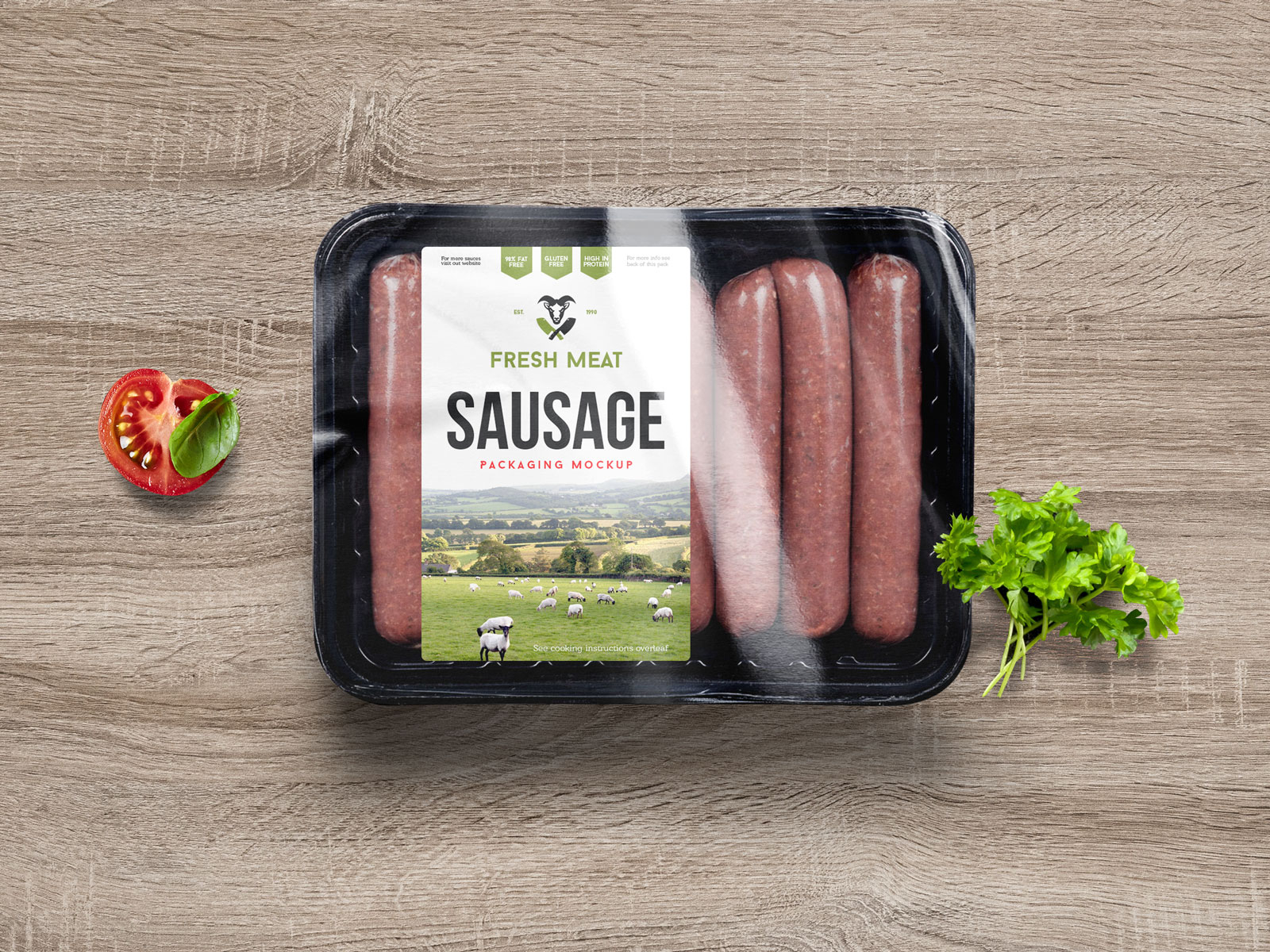 Download Free Sausage Food Packaging Mockup Psd By Zee Que Designbolts On Dribbble