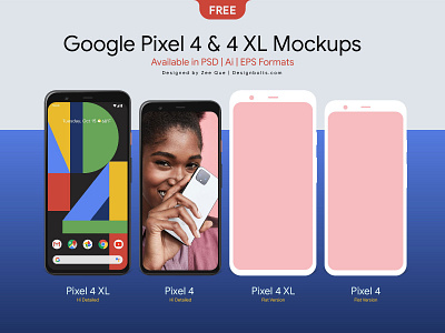 Free Google Pixel 4 & 4 XL Mockup PSD, Ai & EPS