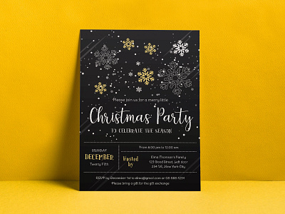 Free Christmas Party Flyer Design Vector Template 2019 in Ai