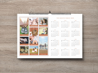 Free  Family Wall Calendar 2020 Photography Template Design PSD