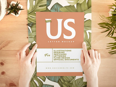 Free Hand Holding White US Letter Paper Mockup PSD