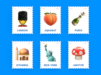 Emoji Stamps digital emoji icon istanbul london new york ny paris post postcard stamp