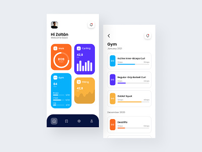 Workout App activity app clean design exercise fitness gym health healthy interface minimal mobile sport tracker trainer training ui ux wellness workout