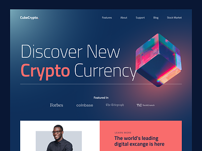 Crypto Landing Page 3d bitcoin coin crypto cryptocurrency currency design exchange layoout layout litecoin nft stock tokens ui ux web website
