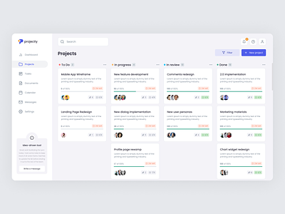 Projectly - Dashboard Kanban View Concept