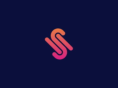 S abstract letter lines logo orange s