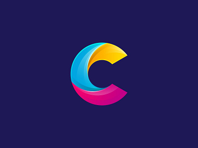 C c creative design gradient letter logo multicolor