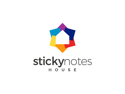 Sticky Notes House Logo design home house logo notes paper property sticky