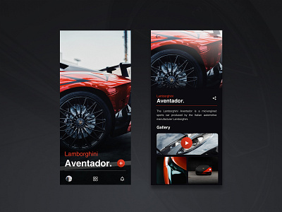 Lamborghini Aventador / App UI app application car design icon lamborghini layout letter lettering minimal rims type typography ui ux vector web webdesign website wireframe