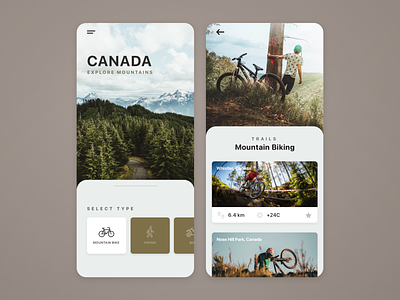 Mountain Trails / App UI app application bike biking branding design flat icon illustration layout minimal mountain trails typography ui ux web webdesign website