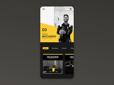 Daniel Ricciardo F1 / App UI