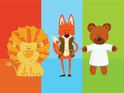Leo, Fox & Bear illustration