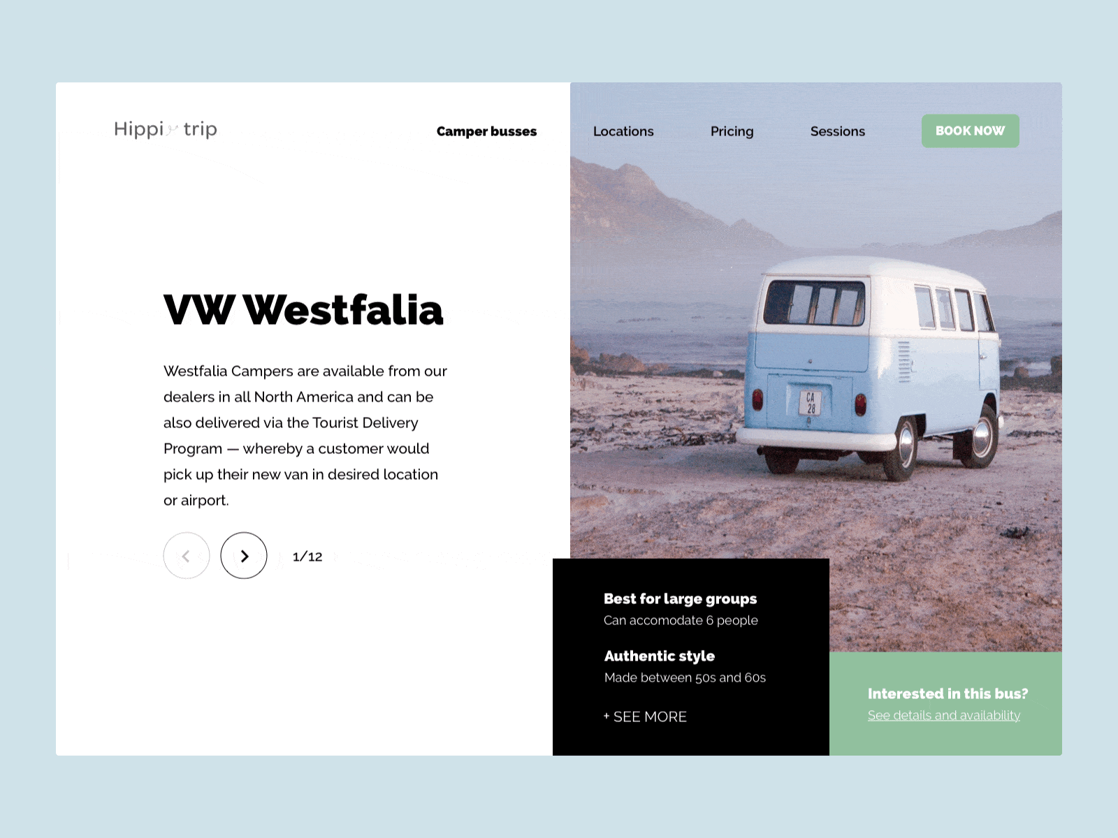 Retro van rental website animation interaction design motion roadtrip vans web design webdesign website