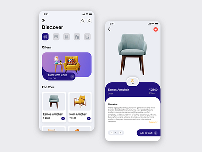 Furniture Mobile App 🛋 android app branding chair furniture app iphone mobile app mobile design mobile ui new design shopping store ui ux