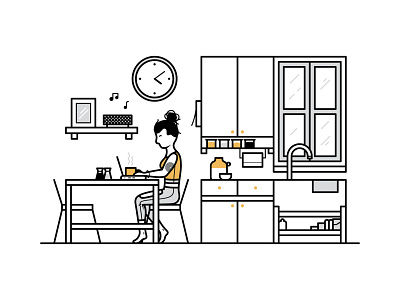 Kitchen app art character design flat illustration kitchen minimal vector