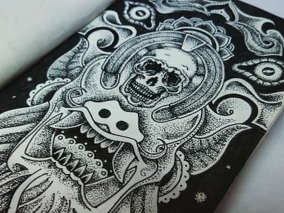 Rakshasa art black cosmos design illustration pen psychedelic skull