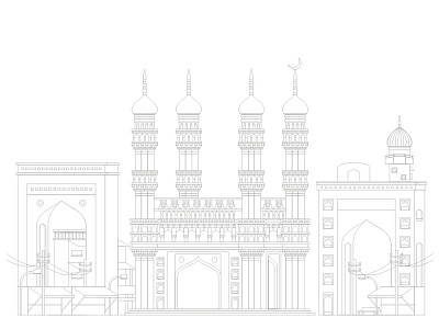 Charminar architecture charminar hyderabad illustration india lines minimal outline