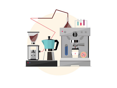 August Coffee Machine coffee illustration laboratory science vector