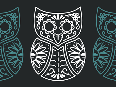 Owl art branding day of the dead design illustration owl product design stickers sugar skull tshirt