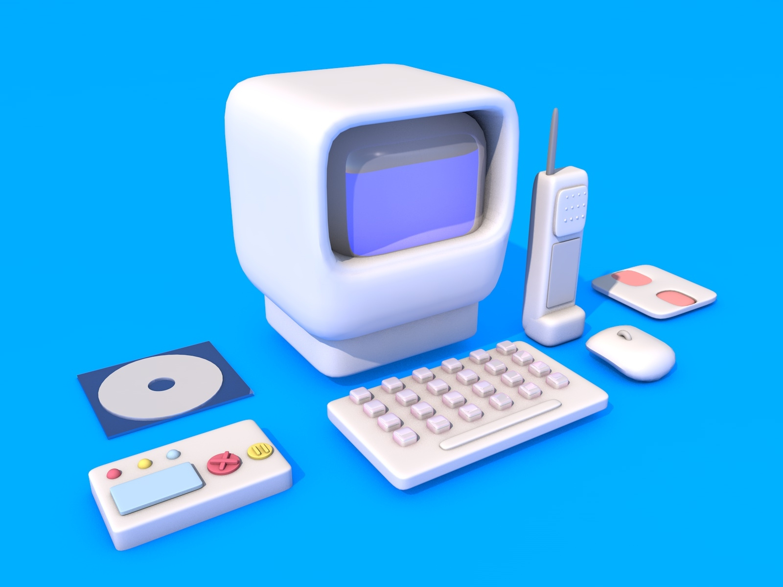 Old PC and gadgets 3d art illustration ui web website дизайн ілюстрація