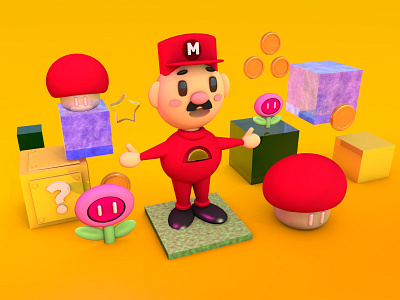 Mario world 3d art animation characterdesign game art illustration web
