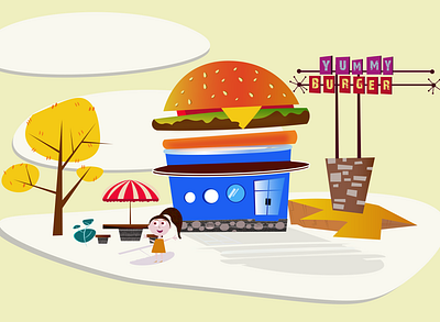 Burger cafe animation design flat illustration vector дизайн ілюстрація