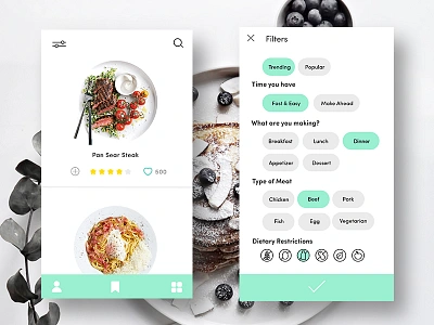 UI #2 Recipe app cooking dailyui food recipe spaghetti steak ui ui challenge ux