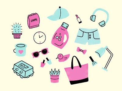 Girl Items girls icons illustration items millennial