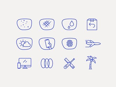 Eyewear Icons eyewear glasses icons lenses plane tree ui vector