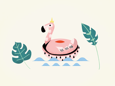 Flamingo character design design art illustration leaves vector
