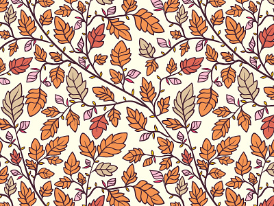 Leaves autumn background doodle fall illustration leaves orange pattern seamless wallpaper
